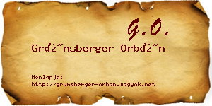 Grünsberger Orbán névjegykártya